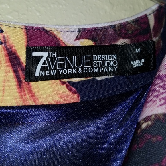 7th Avenue Split Neck Sheath Floral Dress - Picture 3 of 3